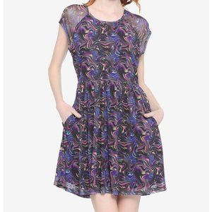Hot Topic Oil Slick Mesh Skater Dress